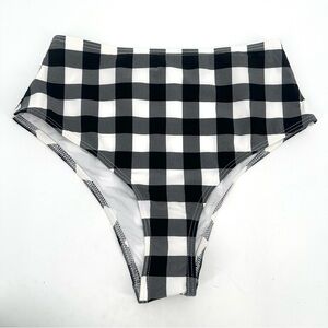 3/$15 NASTY GAL Bikini Bottoms NWOT Womens 2 Black Check Buffalo Plaid Swim